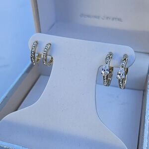 Elegant Gold and Silver Crystal Hoop Earrings